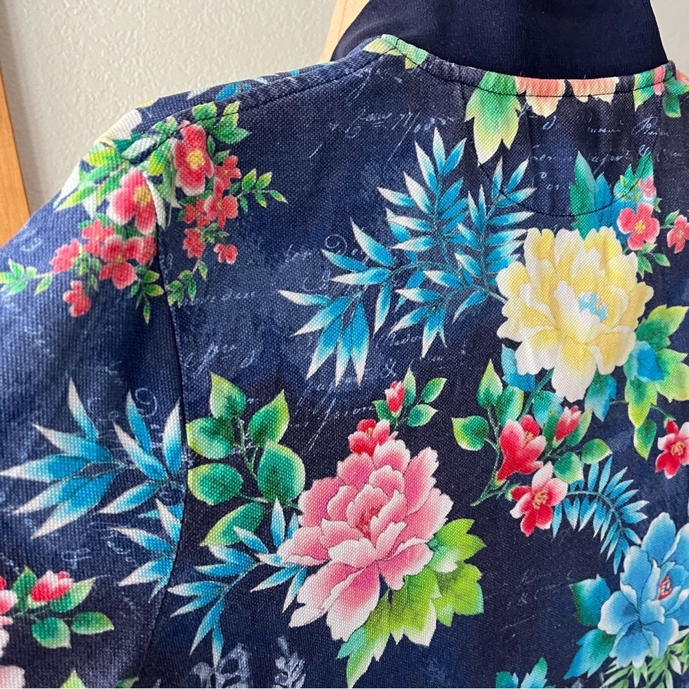 POLO RALPH LAUREN sz M Classic Fit Navy Blue Mesh Polo Shirt Floral Print - Picture 10 of 11